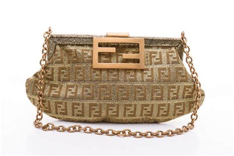 silver and gold fendi bag|Fendi bag with strap.